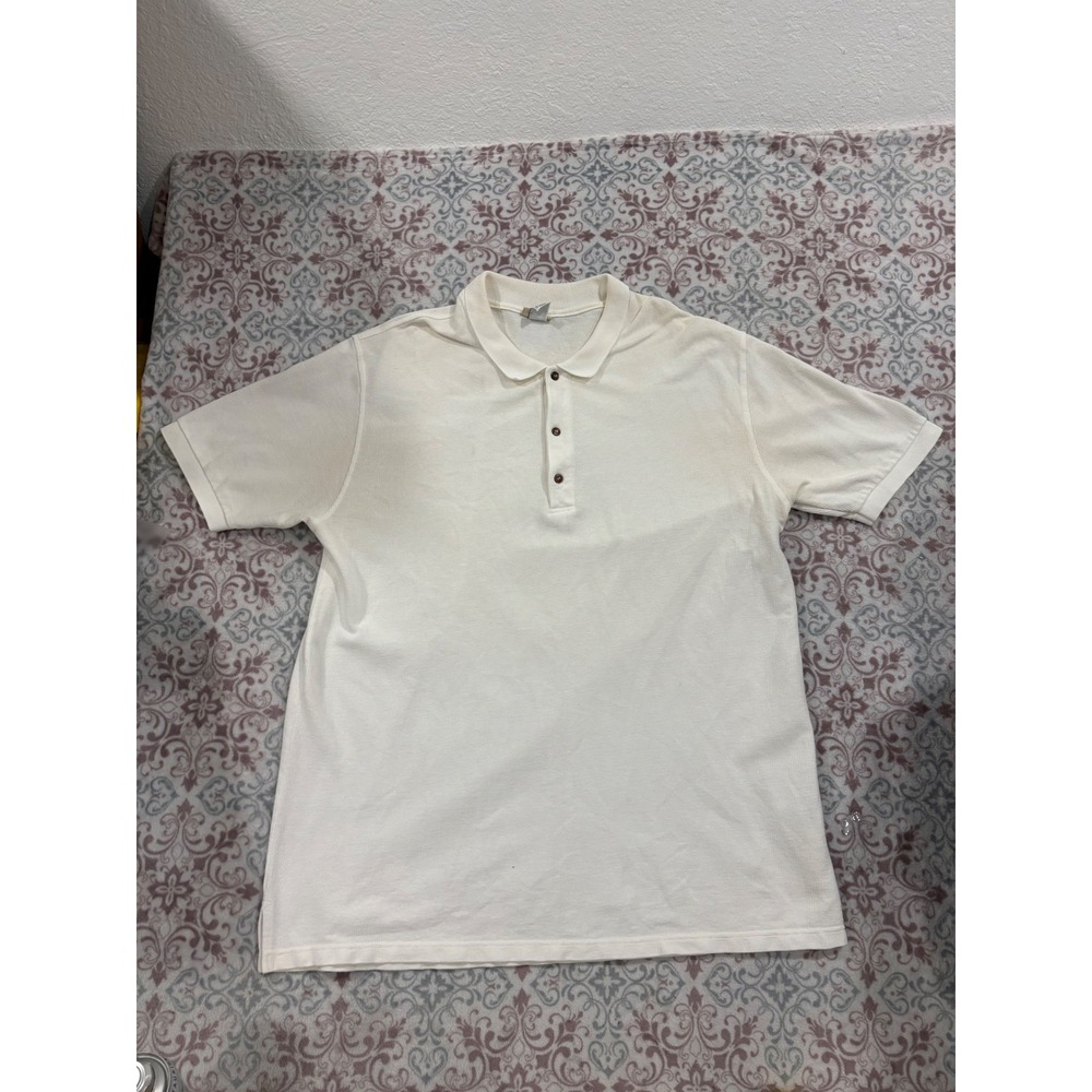 Vintage LL Bean Polo Shirt Mens XL Tall Cream Waffle Knit Cotton Made in USA